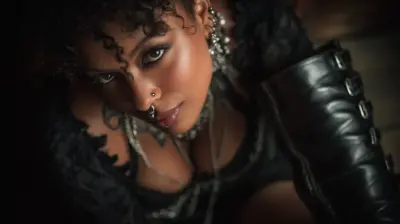 Gothic AI girlfriend with piercing - alternative virtual companion