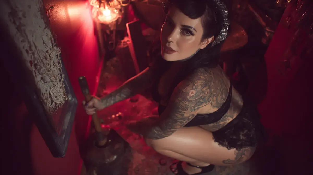 Tattooed AI girlfriend portrait - unique virtual companion