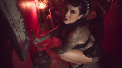 Tattooed AI girlfriend portrait - unique virtual companion