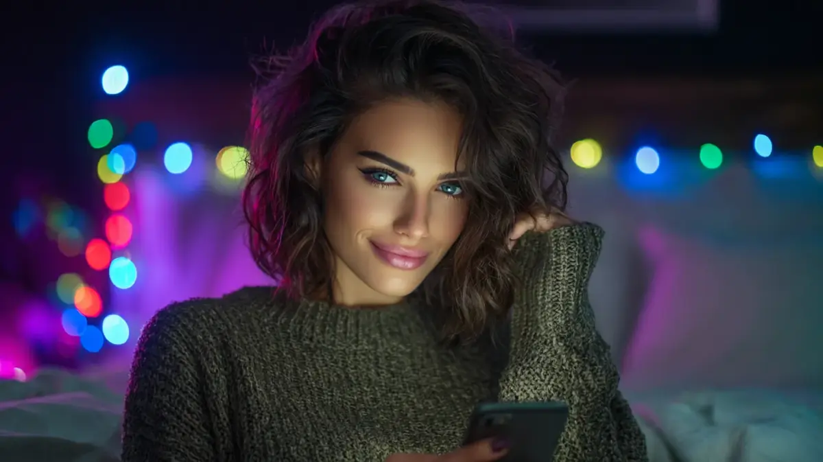 Soft-lit AI girlfriend portrait - beautiful virtual companion