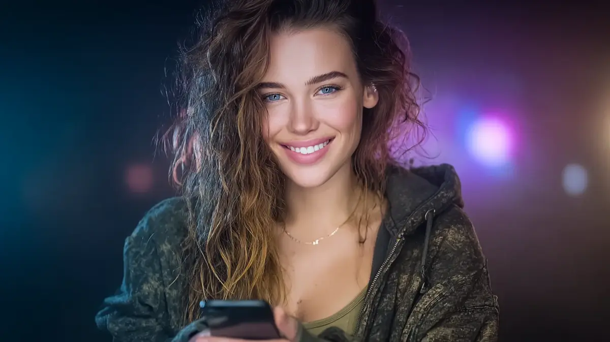 Beautiful virtual girlfriend with warm smile - AI companion app